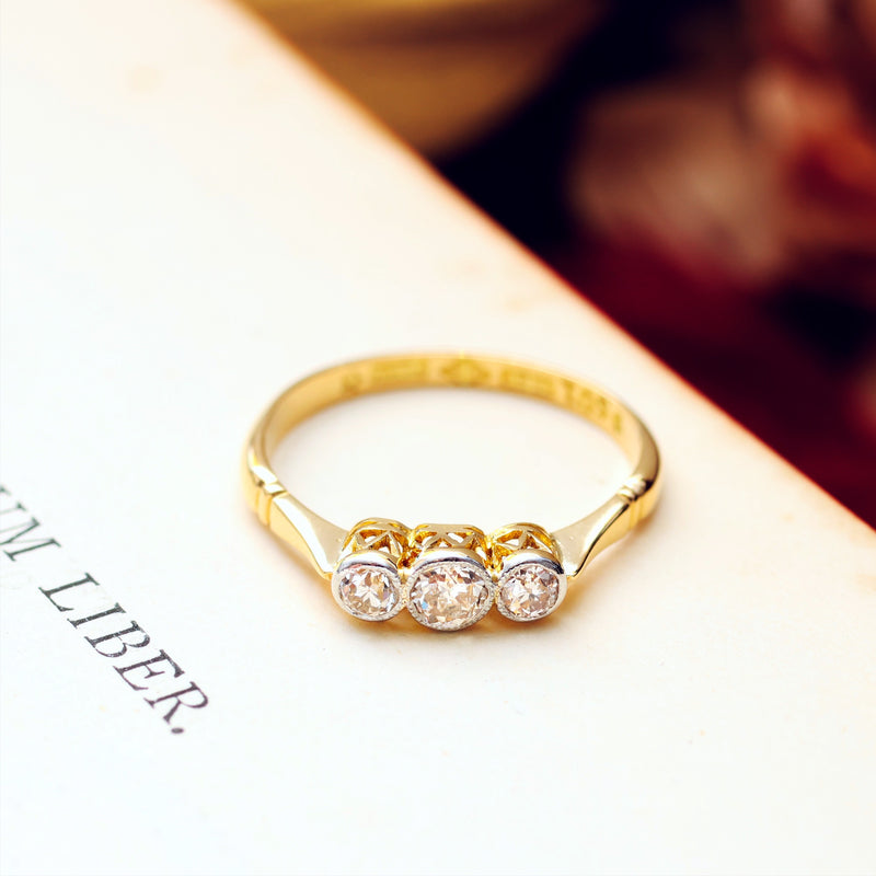 Vintage 1920's Diamond Trilogy Engagement Ring