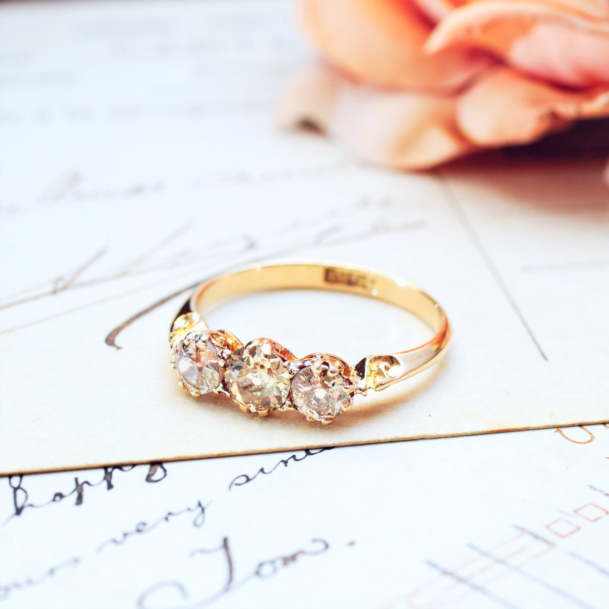 Magical Firelight! Antique Diamond Trilogy Engagement Ring