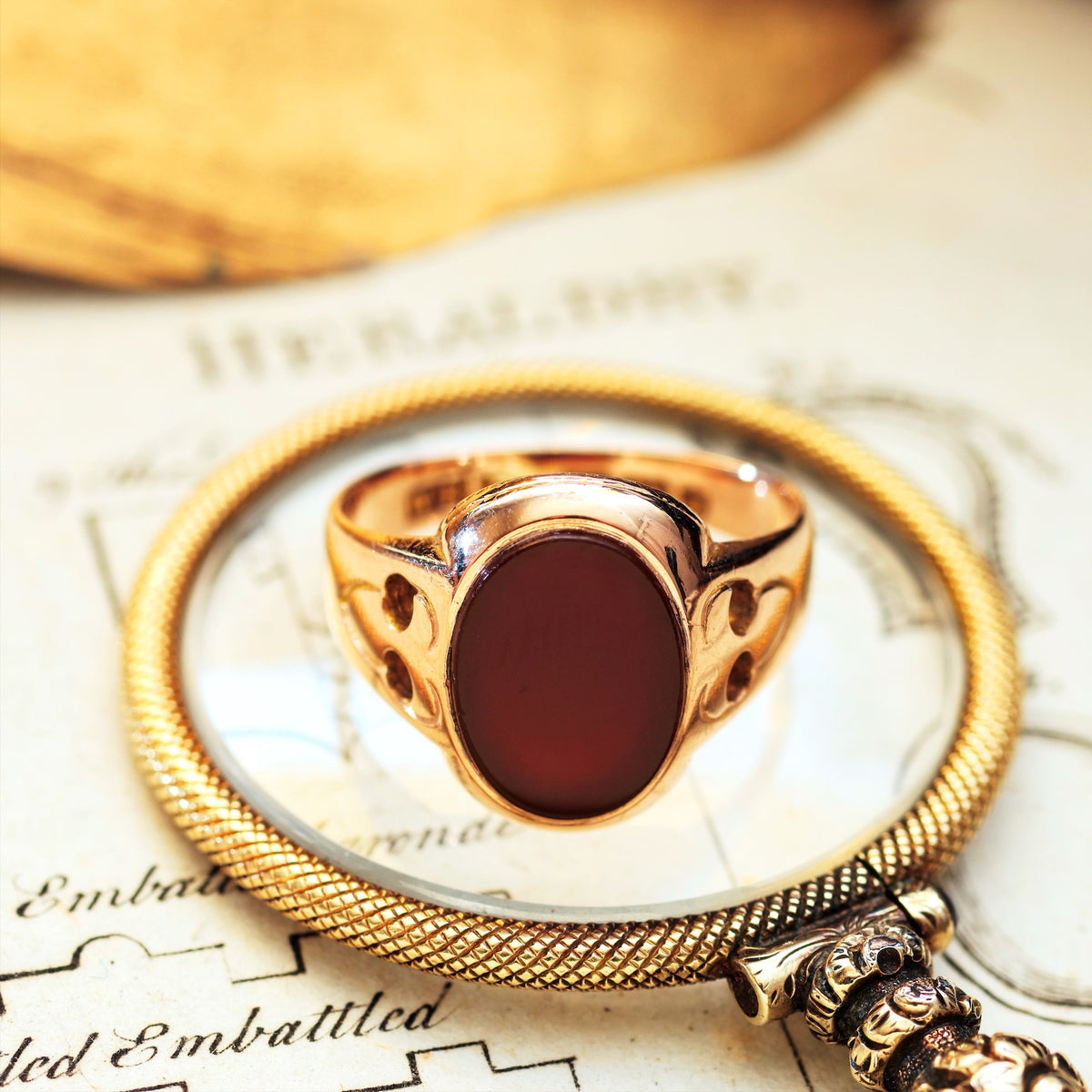 Date 1867 Carnelian 15ct Gold Signet Ring