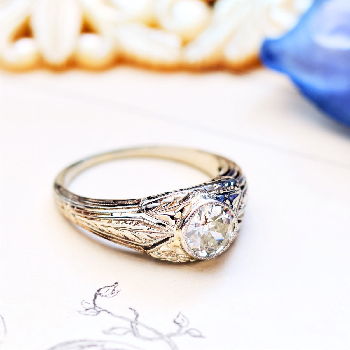 Fabulous Vintage Filigree Diamond Engagement Ring