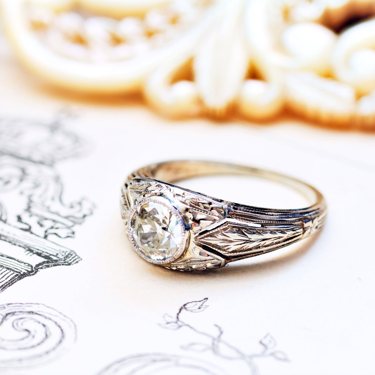 Fabulous Vintage Filigree Diamond Engagement Ring