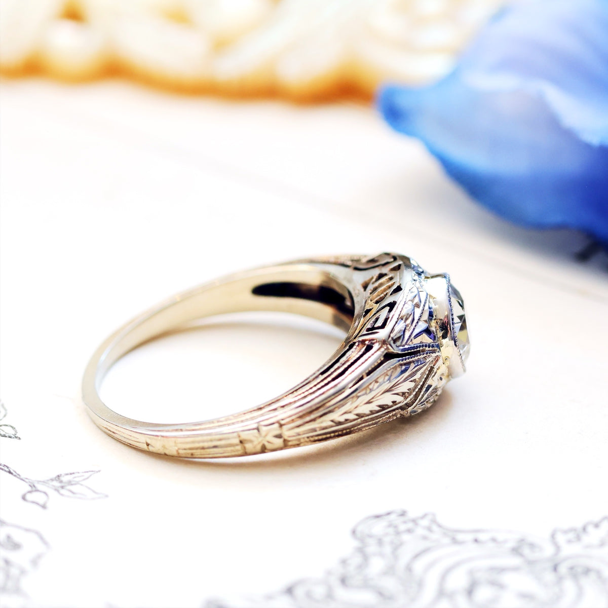 Fabulous Vintage Filigree Diamond Engagement Ring