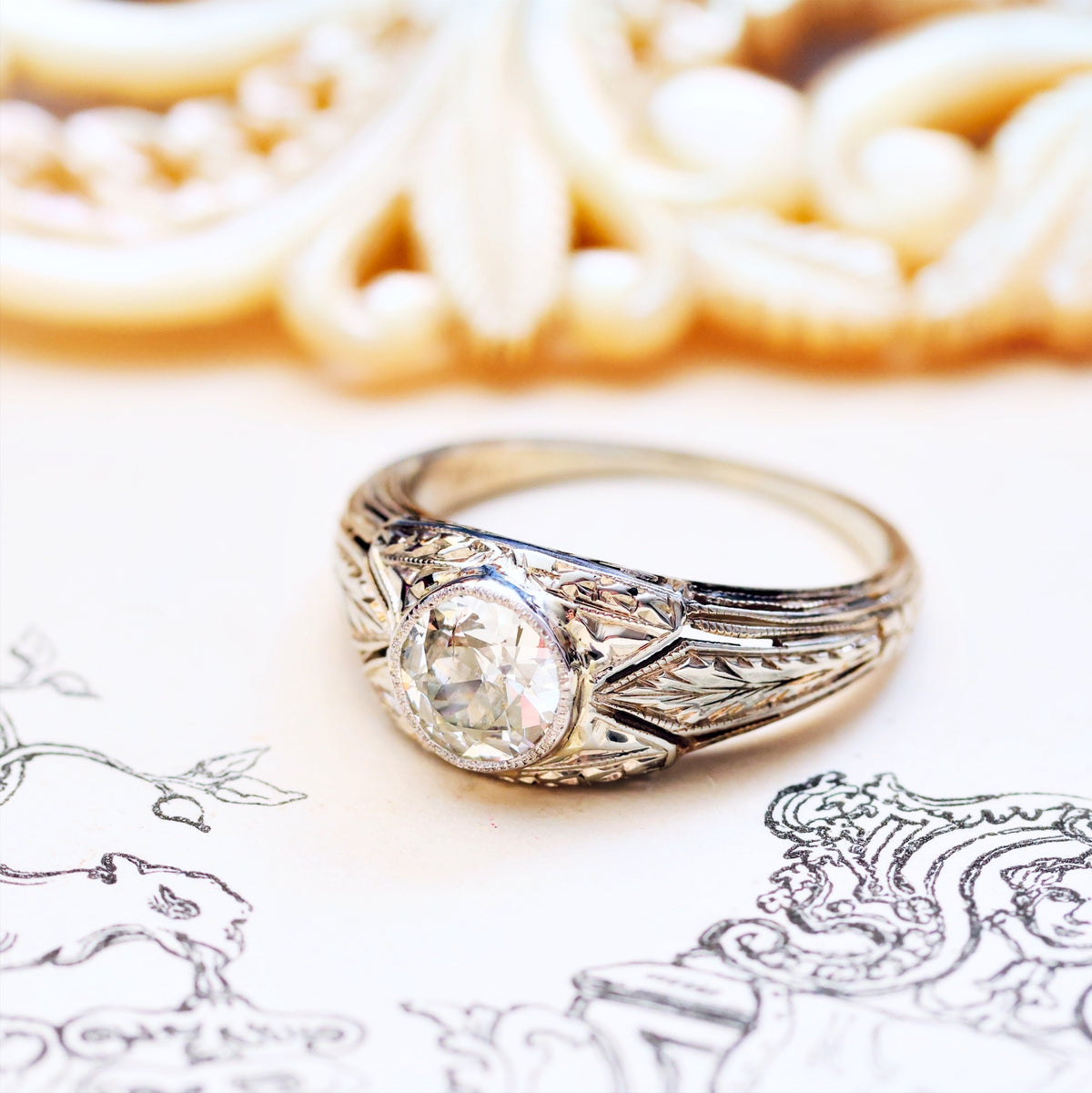 Fabulous Vintage Filigree Diamond Engagement Ring