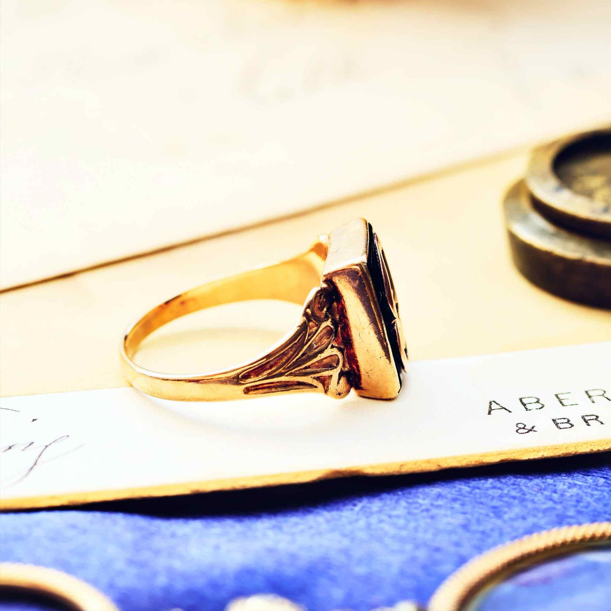Date 1971 9ct Gold Initial 'J' Signet Ring