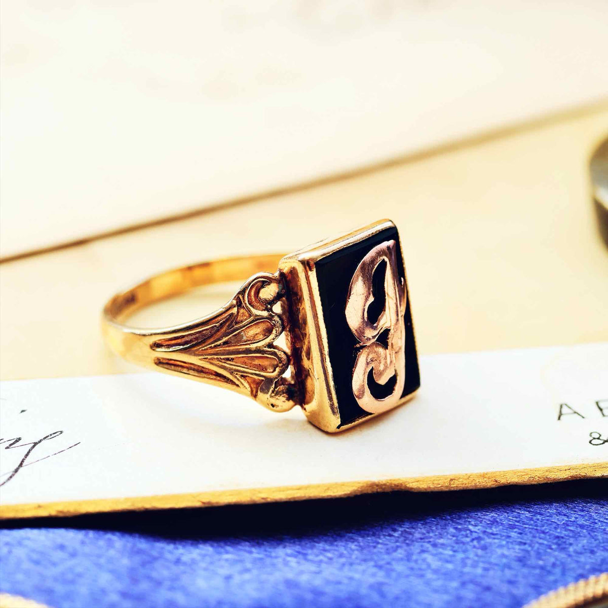 Date 1971 9ct Gold Initial 'J' Signet Ring