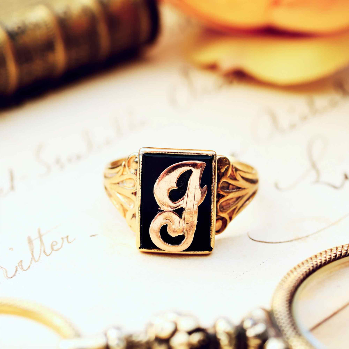 Date 1971 Initial 'J' Signet Ring