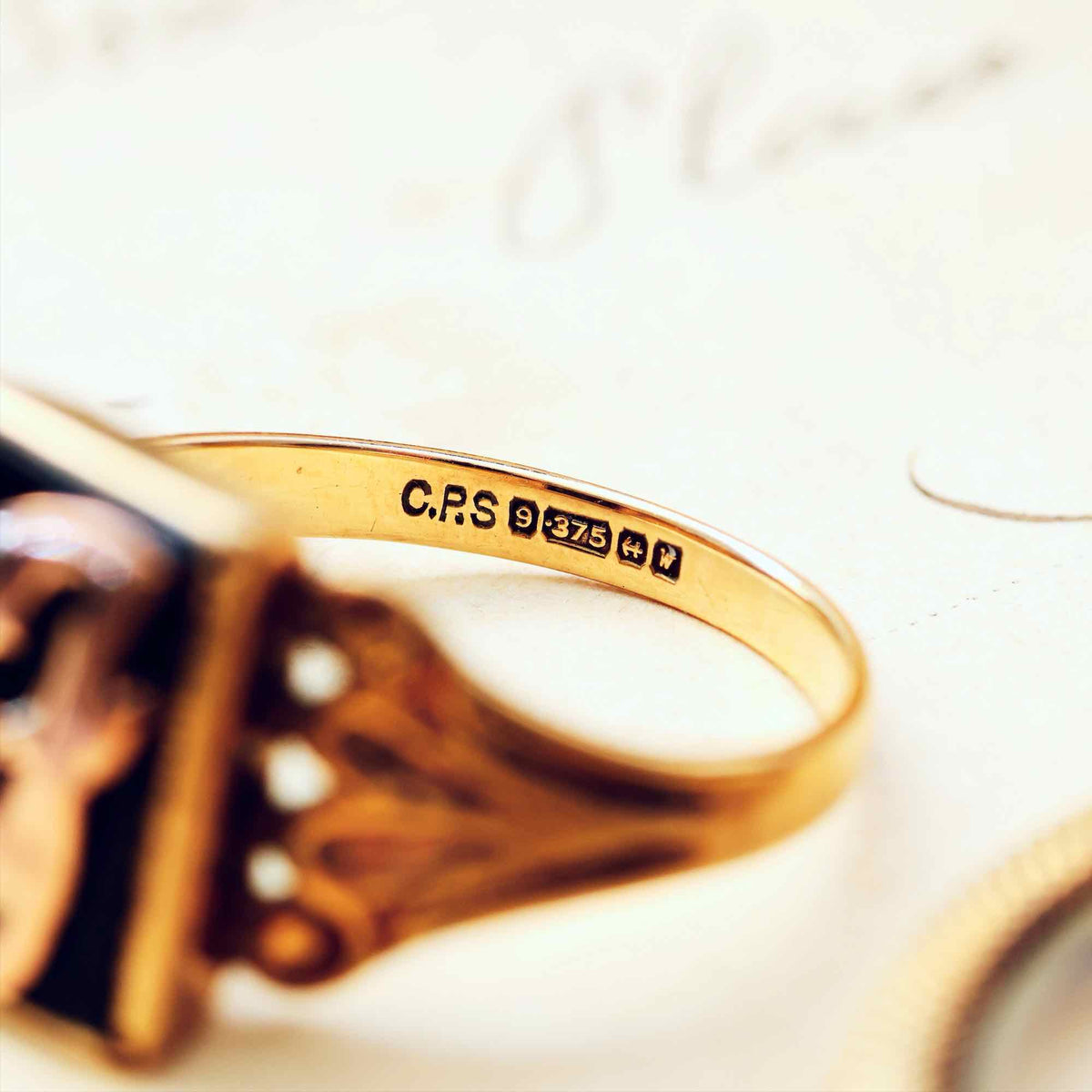 Date 1971 9ct Gold Initial 'J' Signet Ring