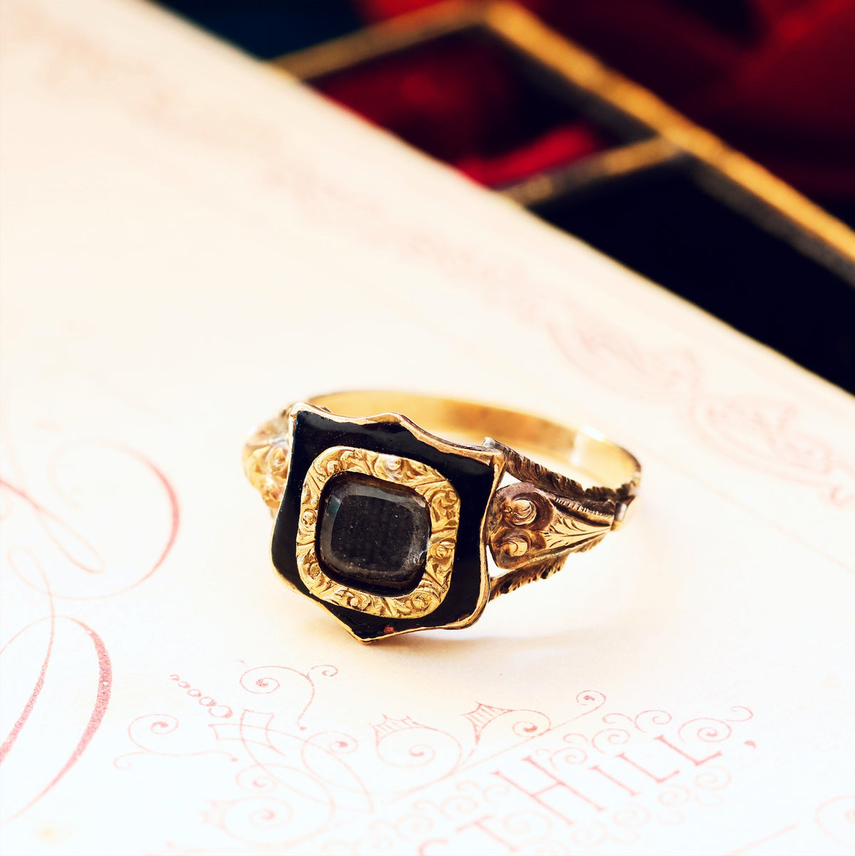 Antique Georgian Gold & Enamel Mourning Ring