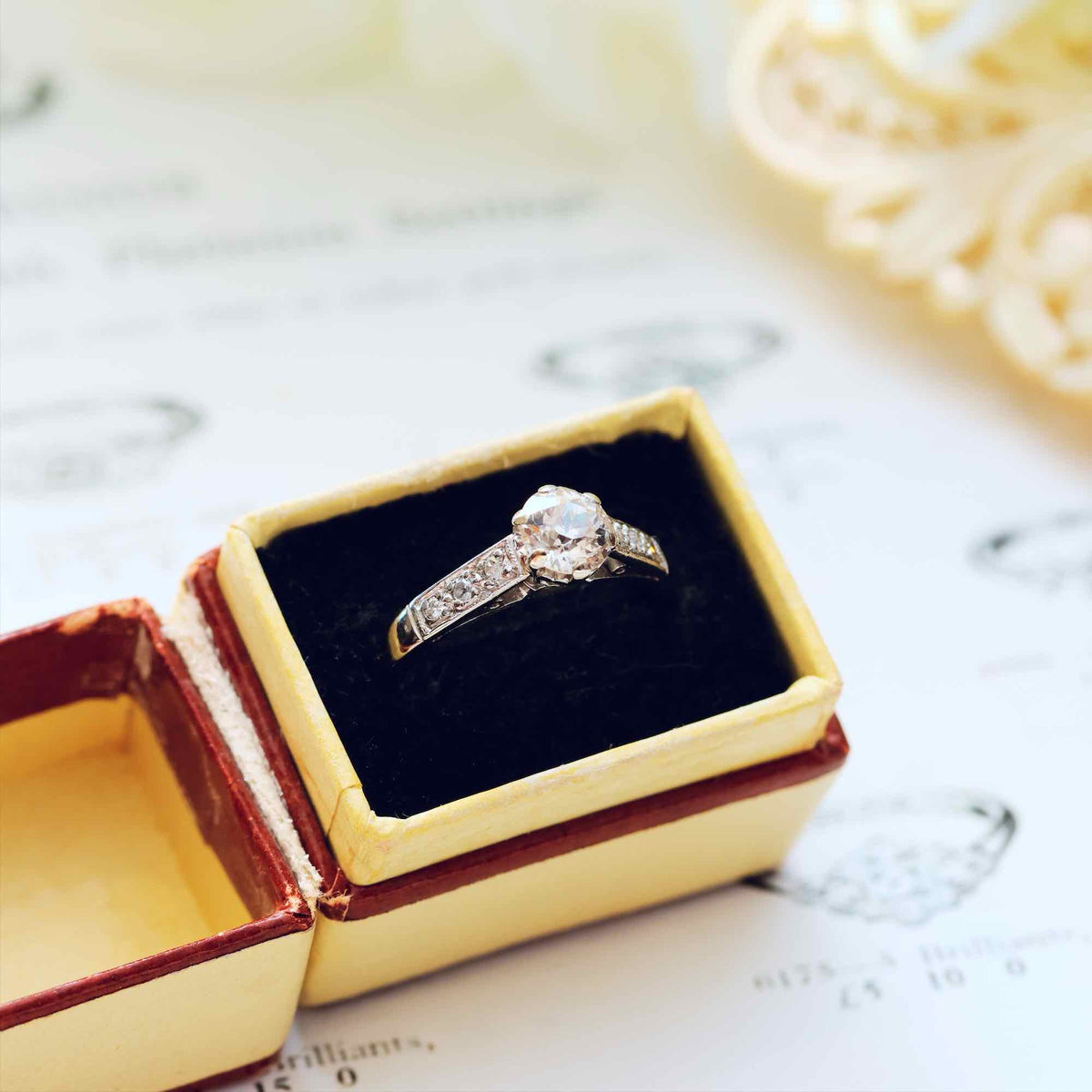 Vintage Recycled Hand Cut Diamond Engagement Ring
