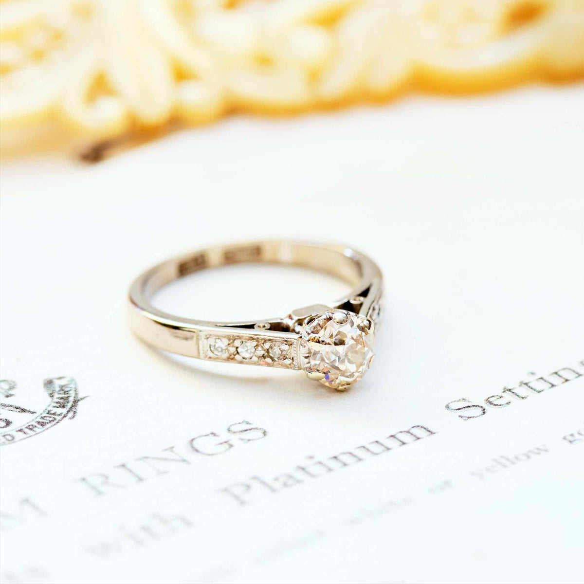 Vintage Recycled Hand Cut Diamond Engagement Ring