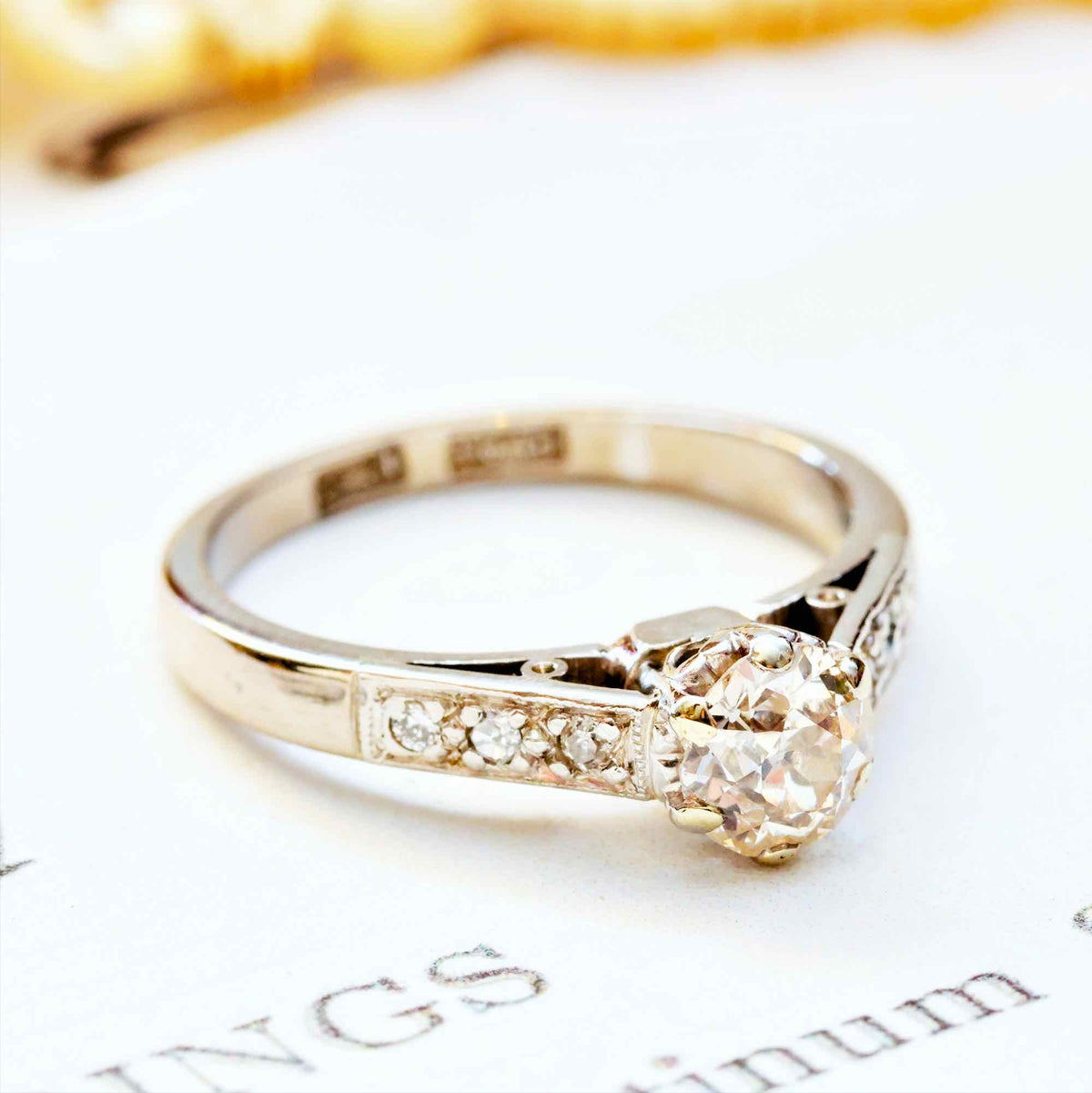 Vintage Recycled Hand Cut Diamond Engagement Ring