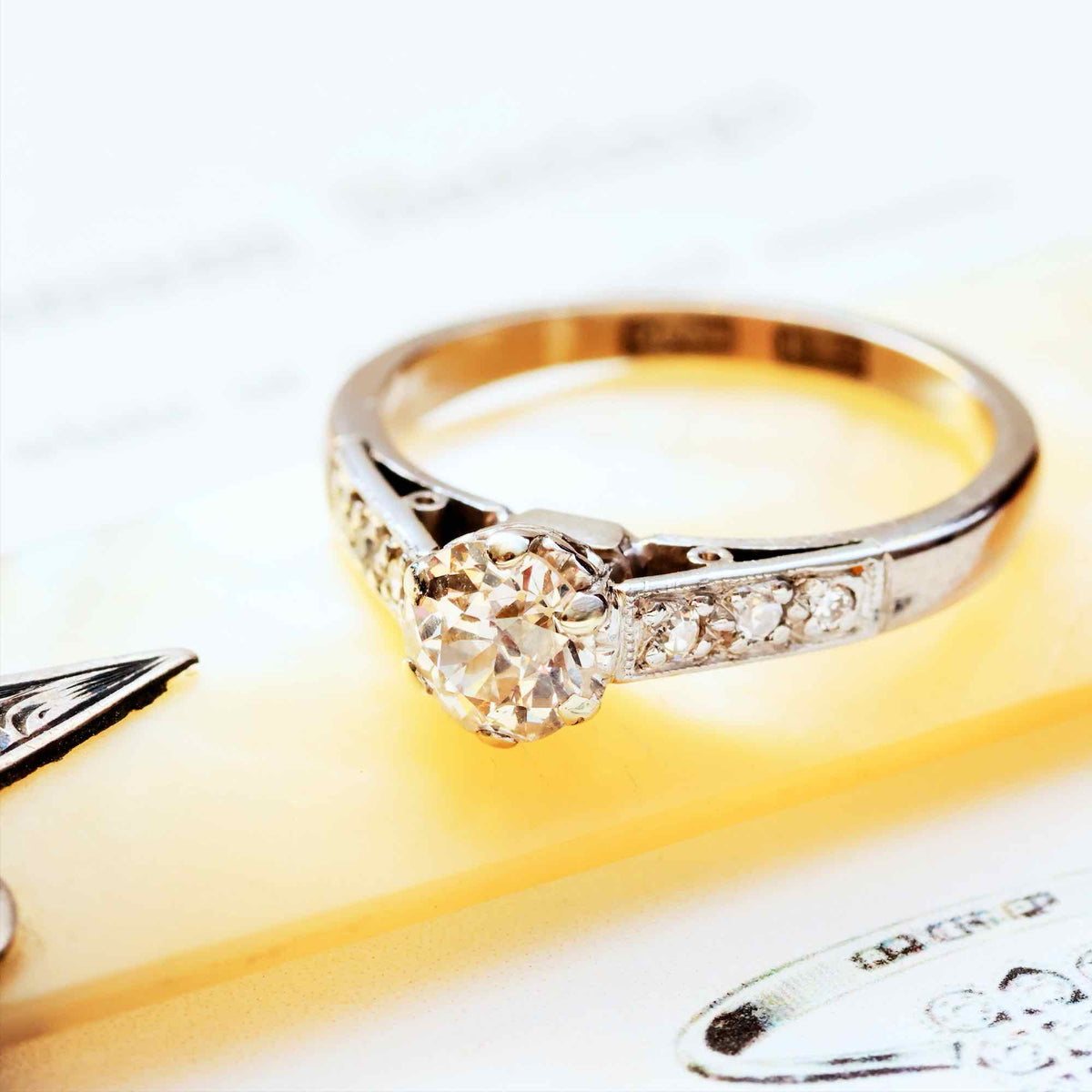 Vintage Recycled Hand Cut Diamond Engagement Ring