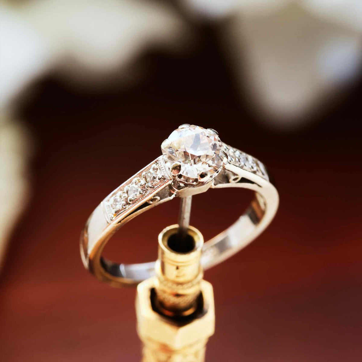Vintage Recycled Hand Cut Diamond Engagement Ring