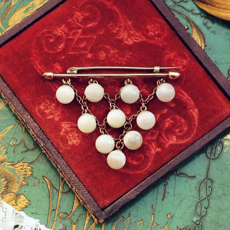 Antique Edwardian Selenite Centrepiece Brooch