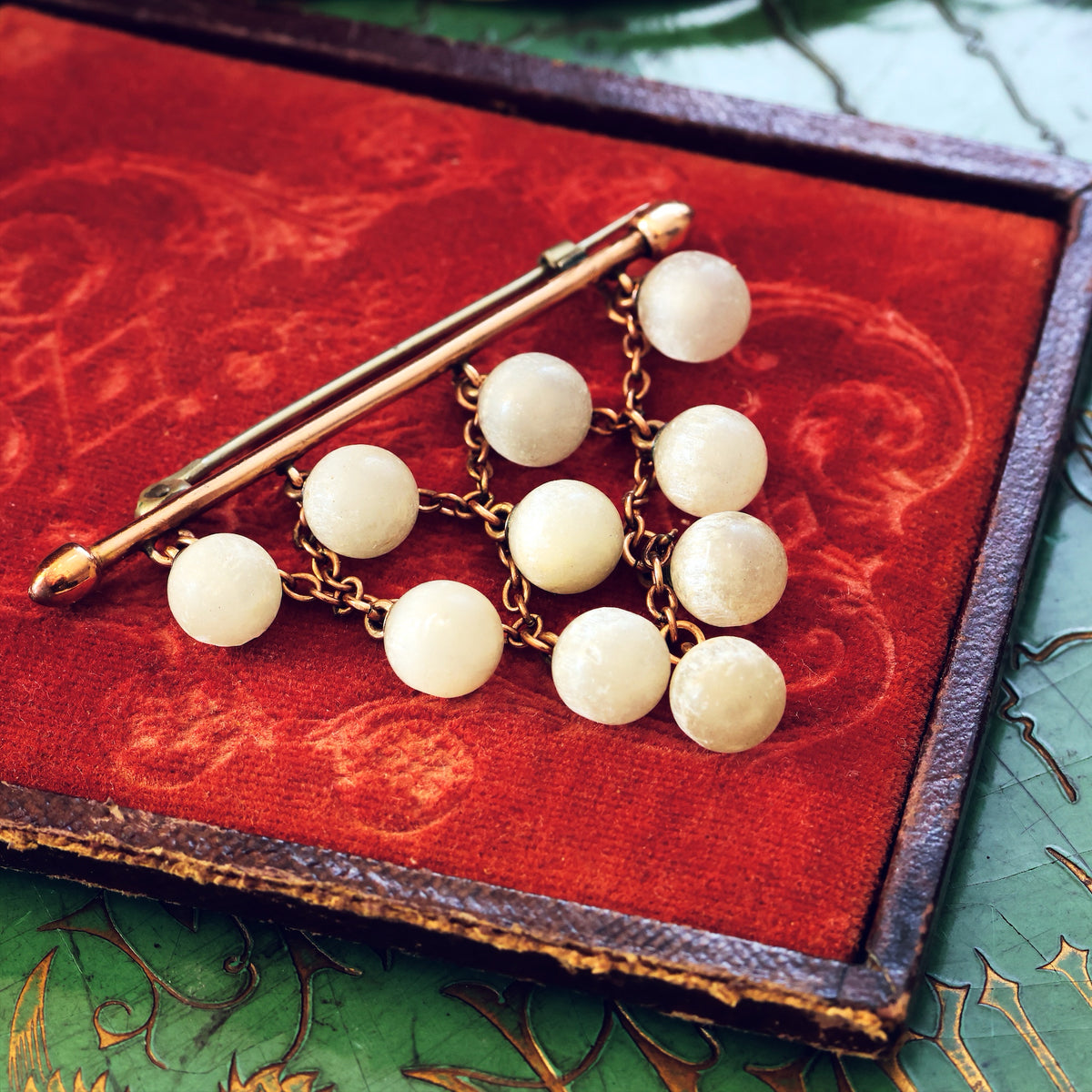 Antique Edwardian Selenite Centrepiece Brooch