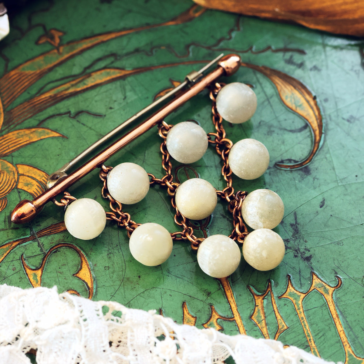 Antique Edwardian Selenite Centrepiece Brooch