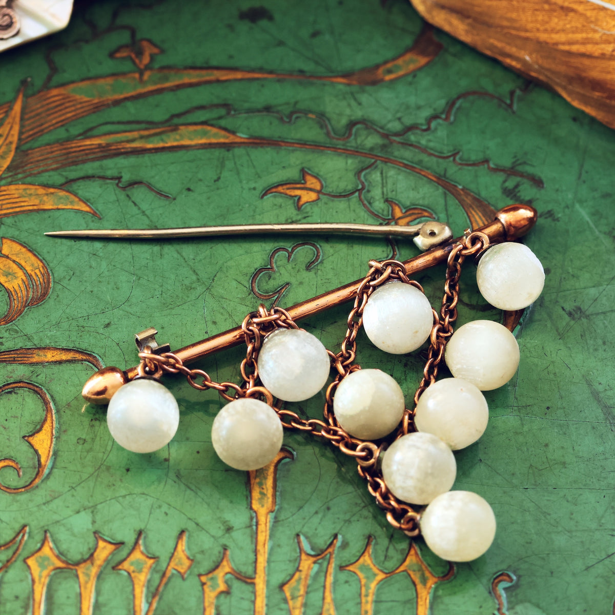 Antique Edwardian Selenite Centrepiece Brooch