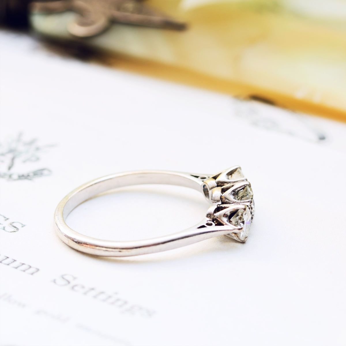 Vintage Platinum Diamond Trilogy Engagement Ring