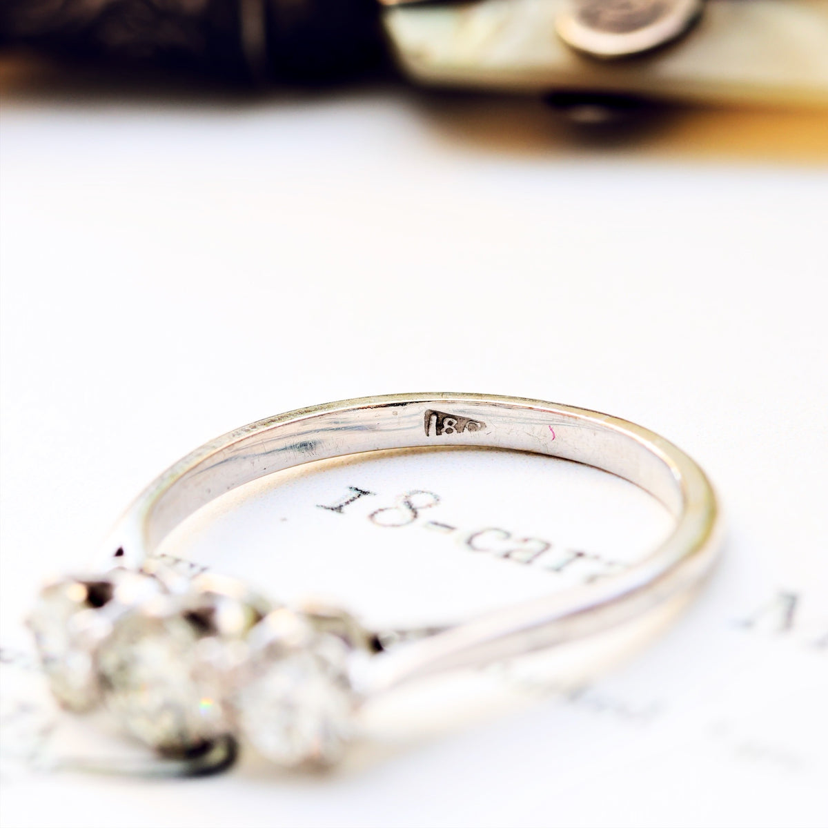 Vintage Platinum Diamond Trilogy Engagement Ring