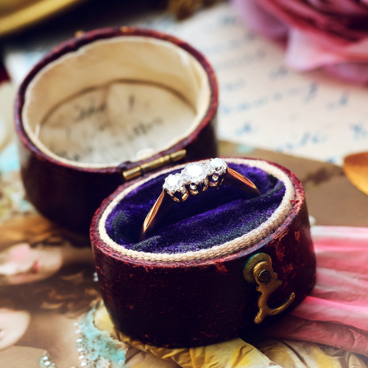 Darling Antique Diamond Trilogy Engagement Ring