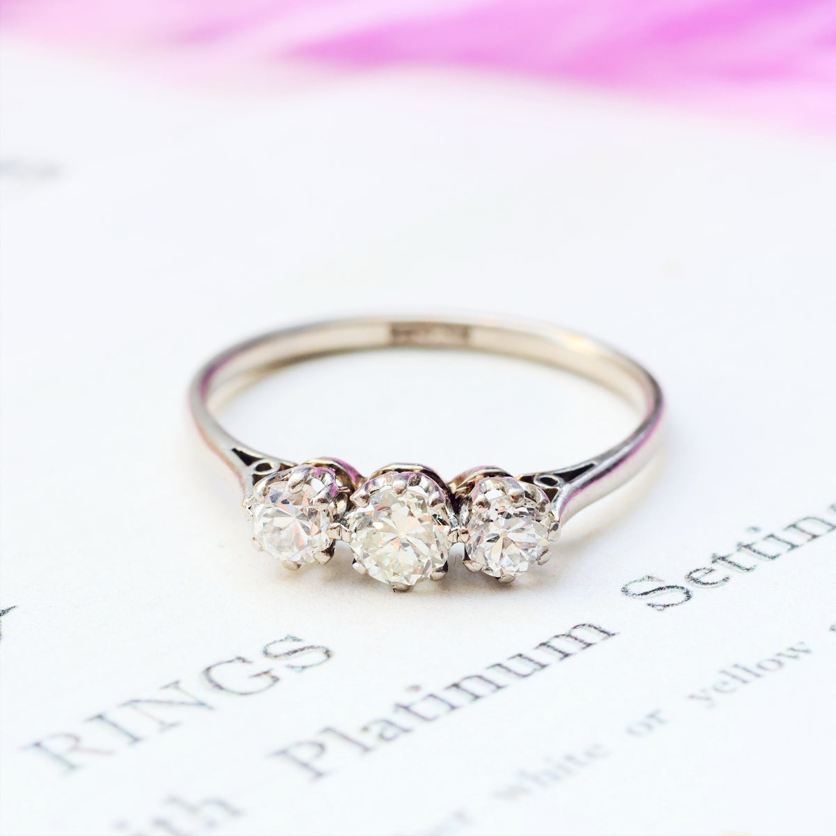 Vintage 1930's Platinum & Diamond Trilogy Engagement Ring