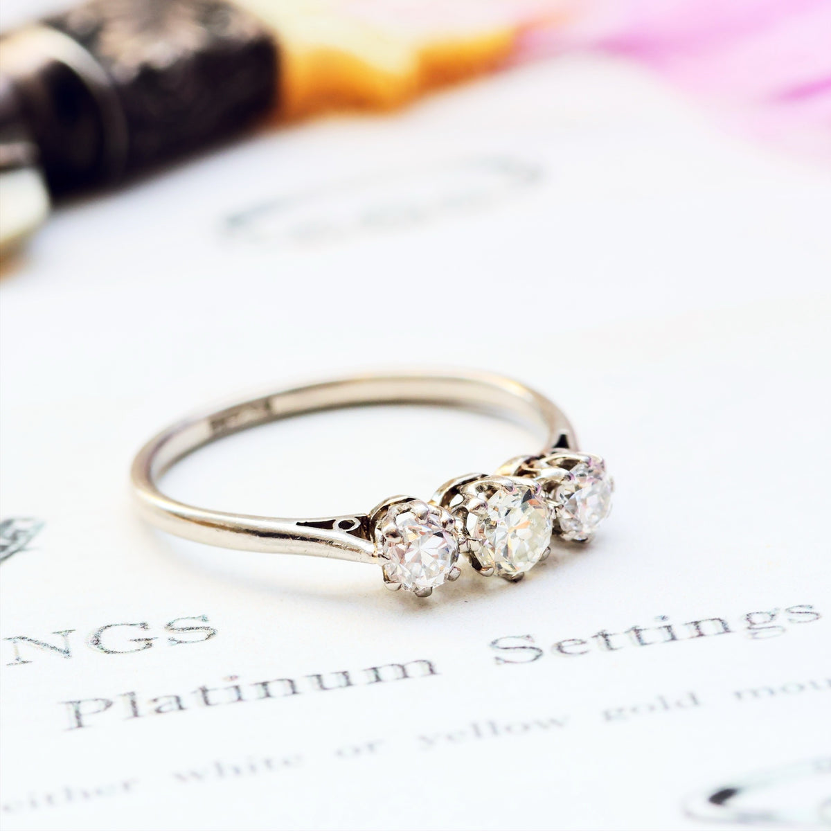 Vintage 1930's Platinum & Diamond Trilogy Engagement Ring