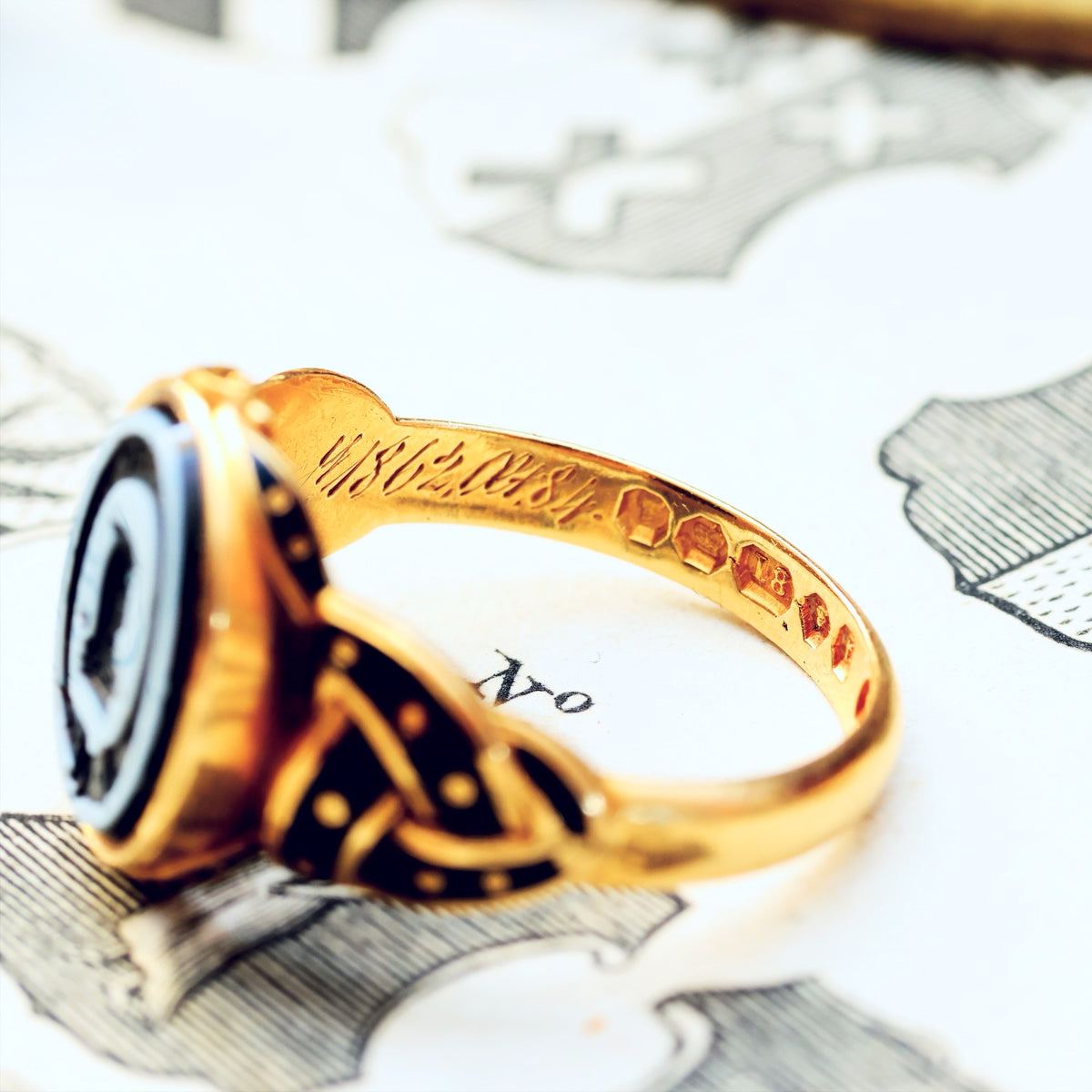 Date 1862 Mourning Ring for Caroline Giesler