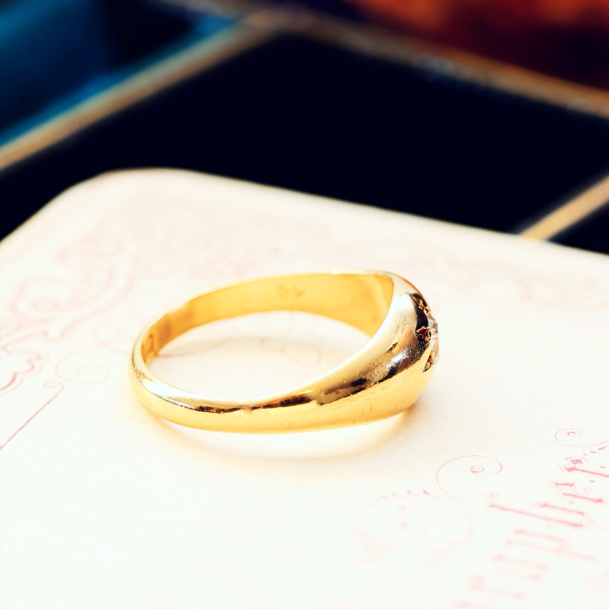 Antique Date 1915 Gypsy Diamond Solitaire Ring