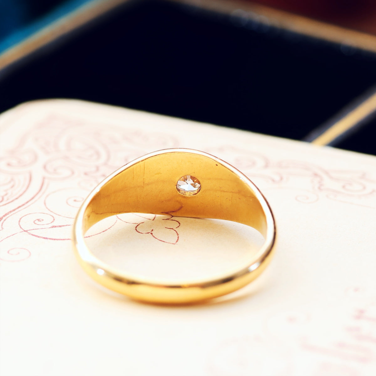 Antique Date 1915 Gypsy Diamond Solitaire Ring