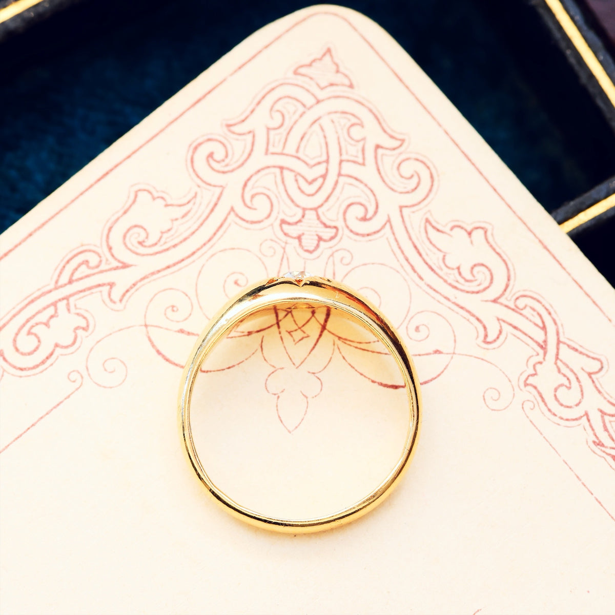 Antique Date 1915 Gypsy Diamond Solitaire Ring