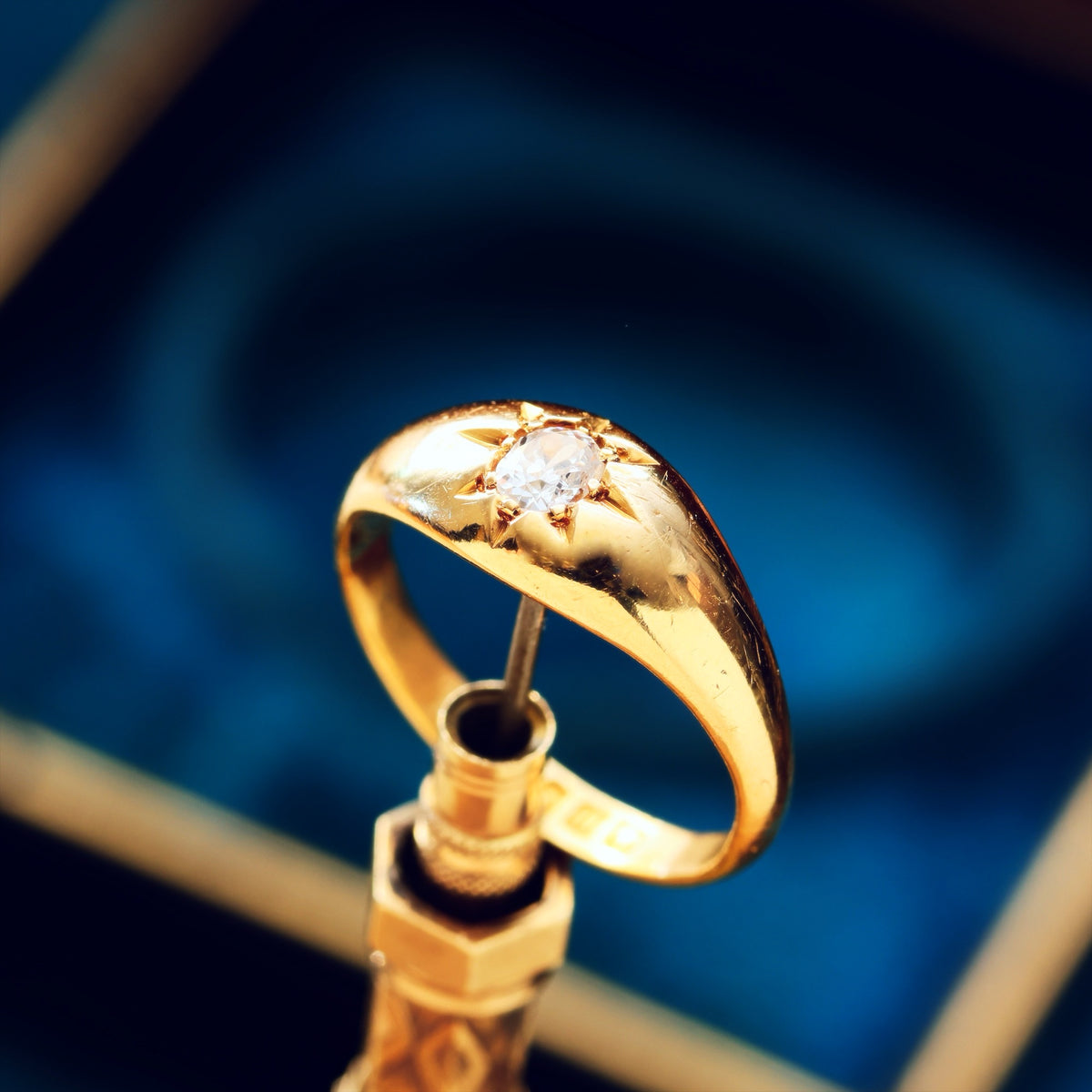 Antique Date 1915 Gypsy Diamond Solitaire Ring