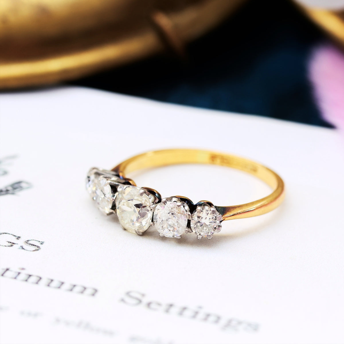 Antique Five Stone Diamond Engagement Ring