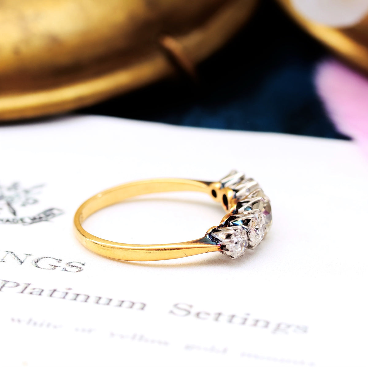 Splendid Antique Five Stone Diamond Engagement Ring