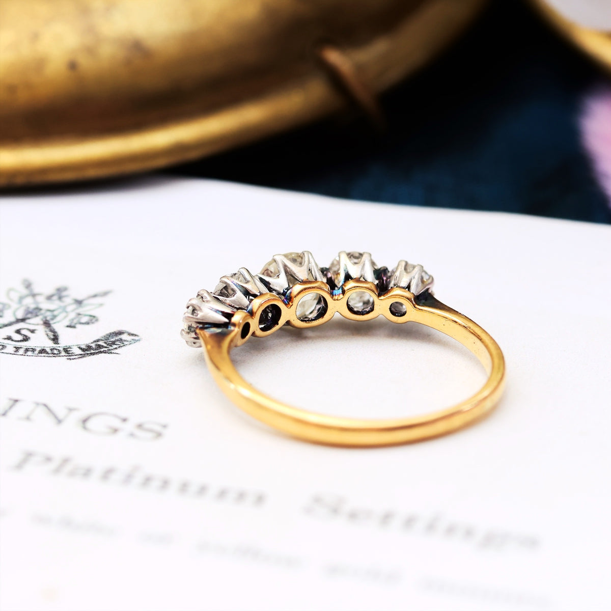 Splendid Antique Five Stone Diamond Engagement Ring