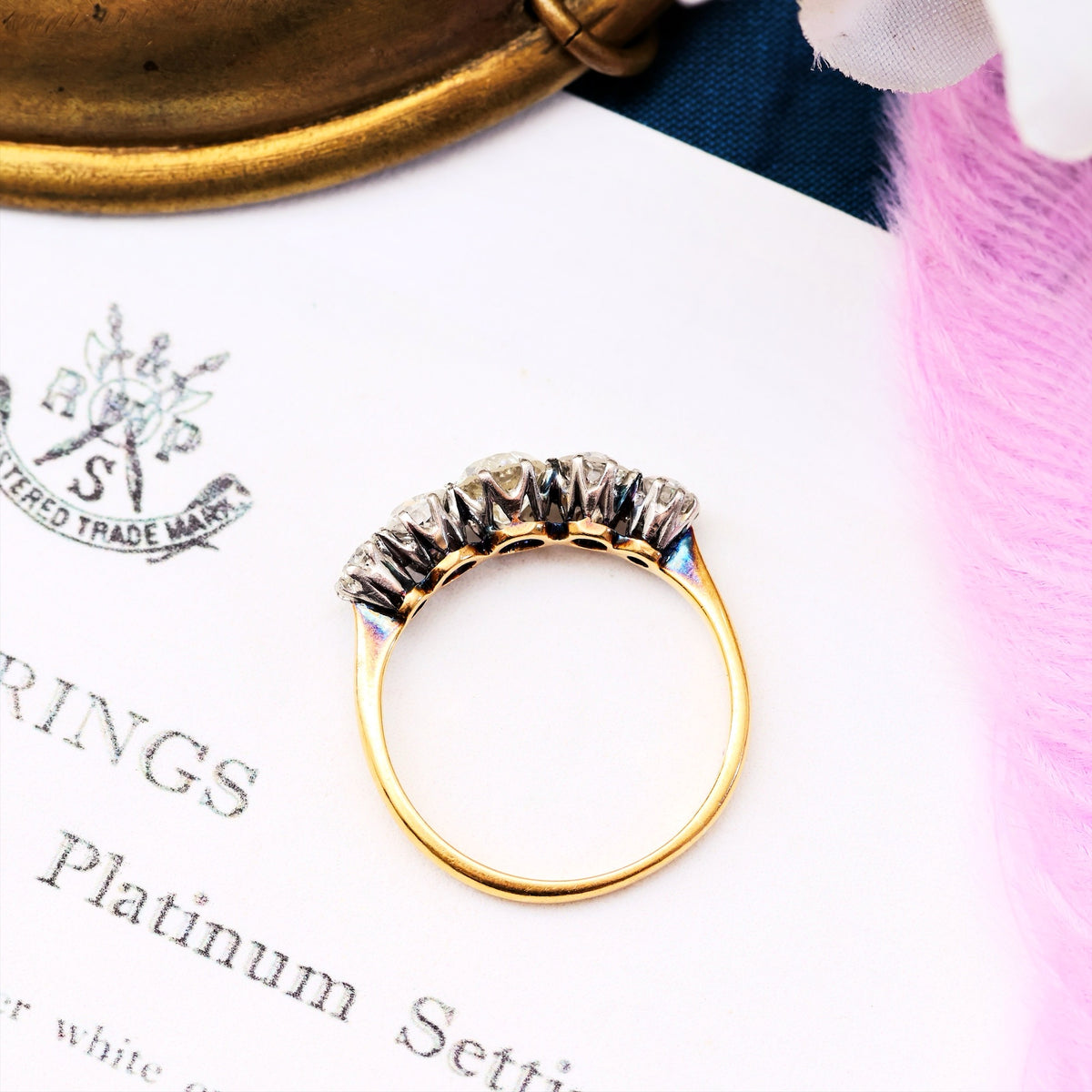 Splendid Antique Five Stone Diamond Engagement Ring