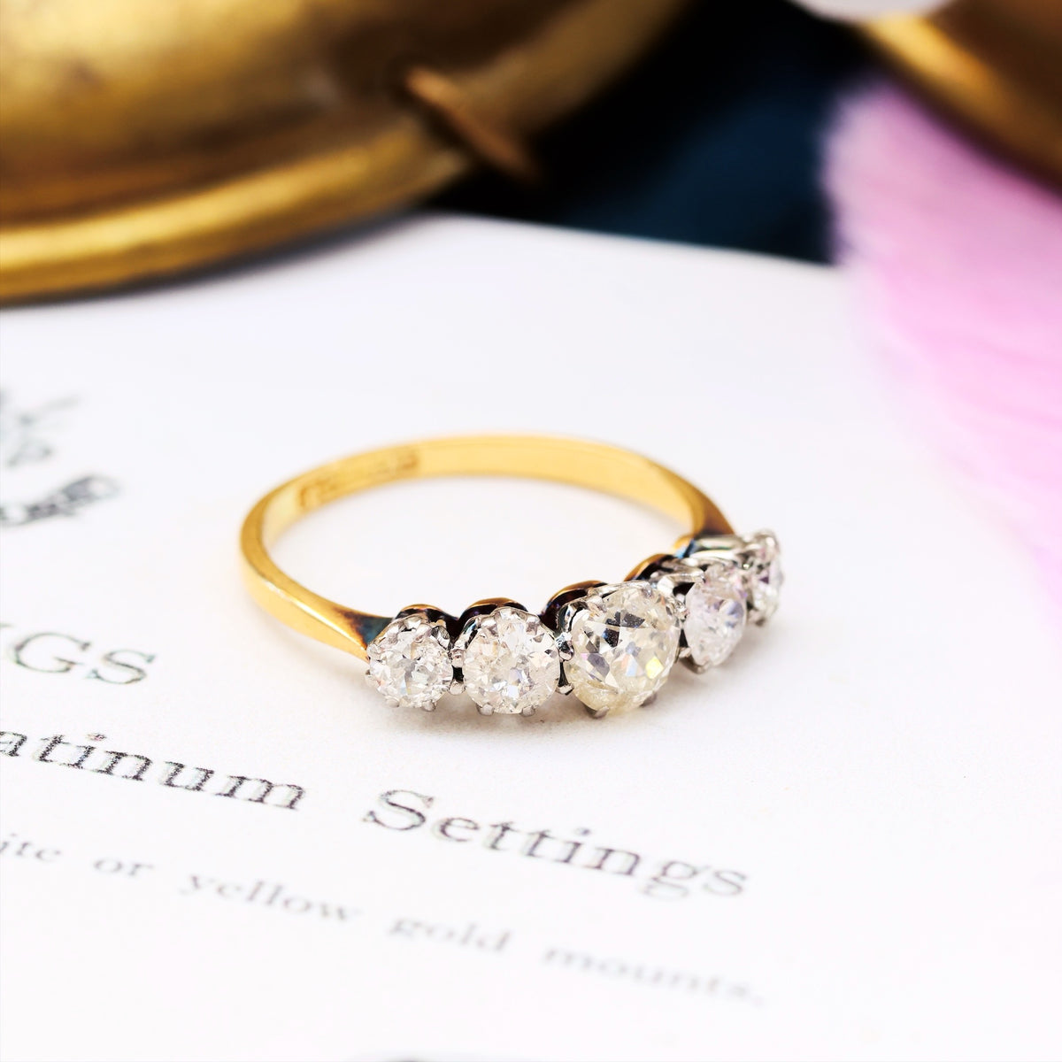 Splendid Antique Five Stone Diamond Engagement Ring