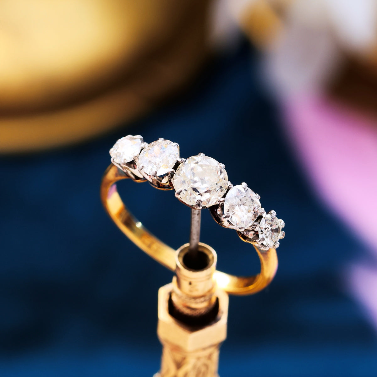 Splendid Antique Five Stone Diamond Engagement Ring