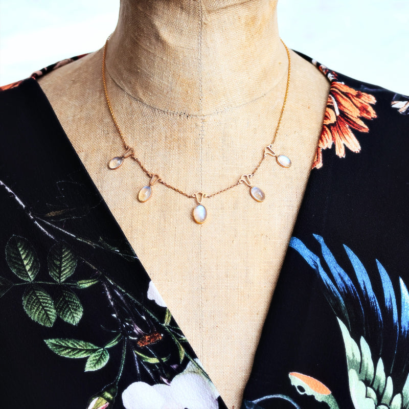 Vintage Moonstone & Gold Necklace