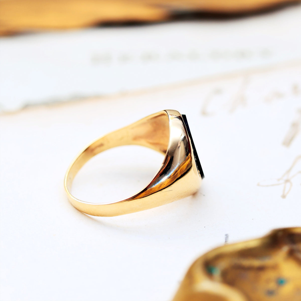 Tiny Vintage Black Onyx Signet Ring