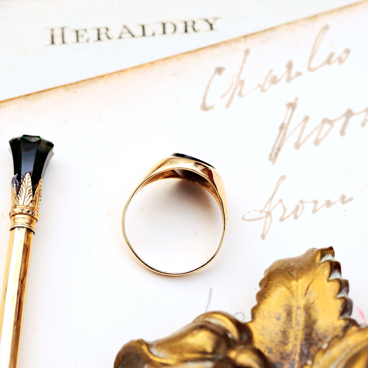 Tiny Vintage Black Onyx Signet Ring