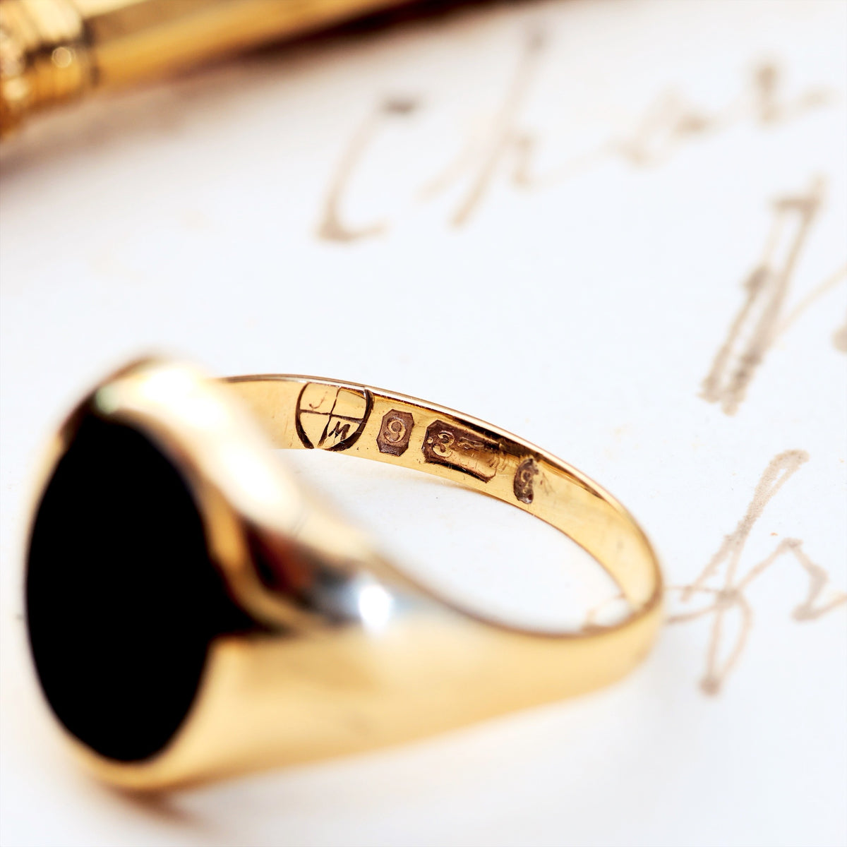 Tiny Vintage Black Onyx Signet Ring