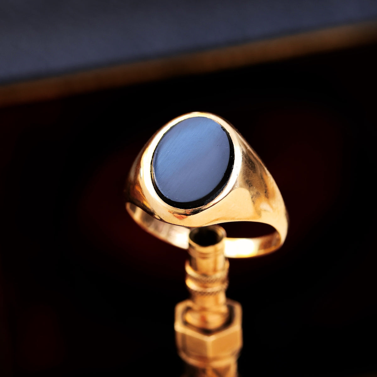 Tiny Vintage Black Onyx Signet Ring
