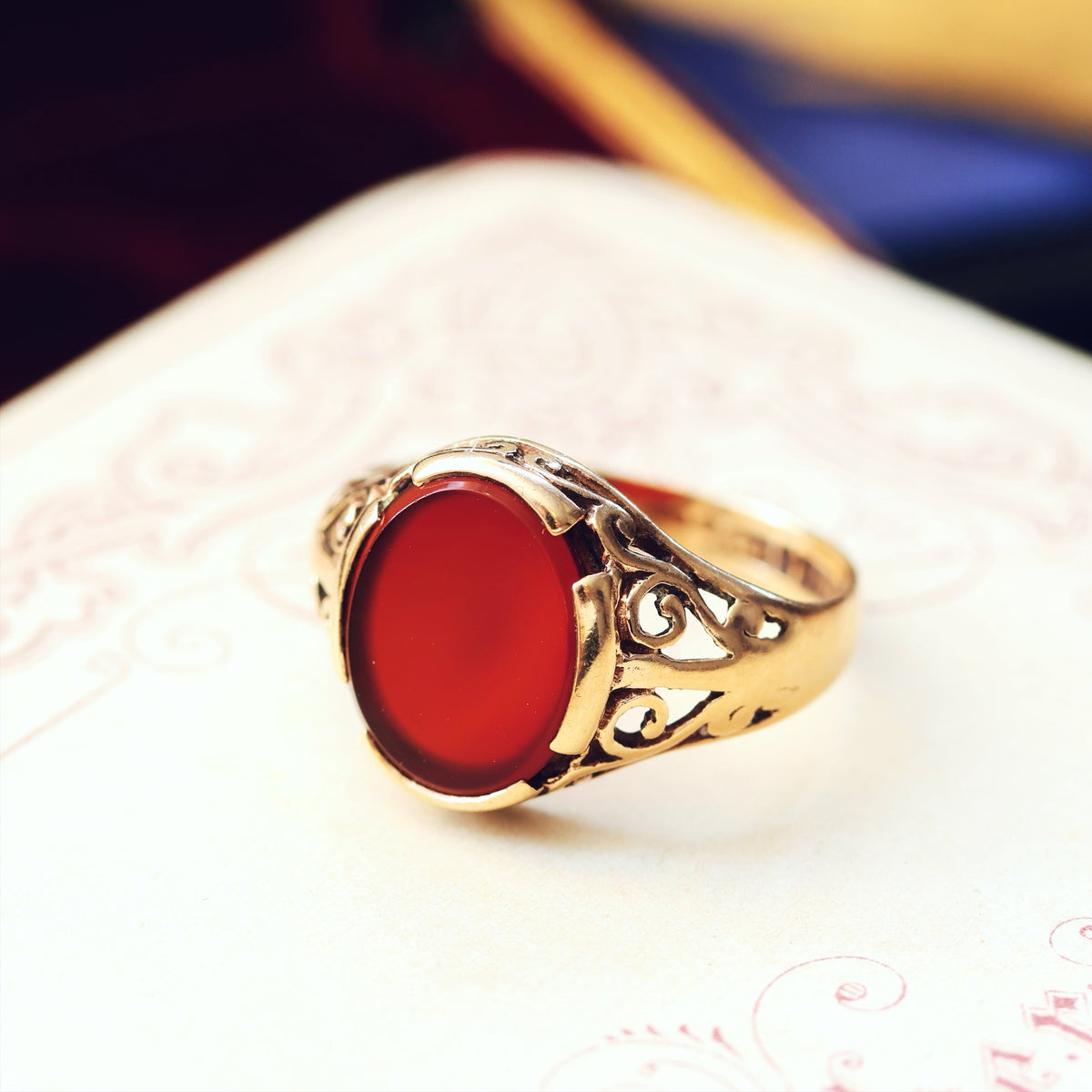 Fancy Vintage Carnelian Signet Ring