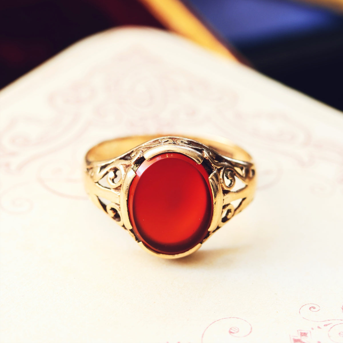 Fancy Vintage Carnelian Signet Ring