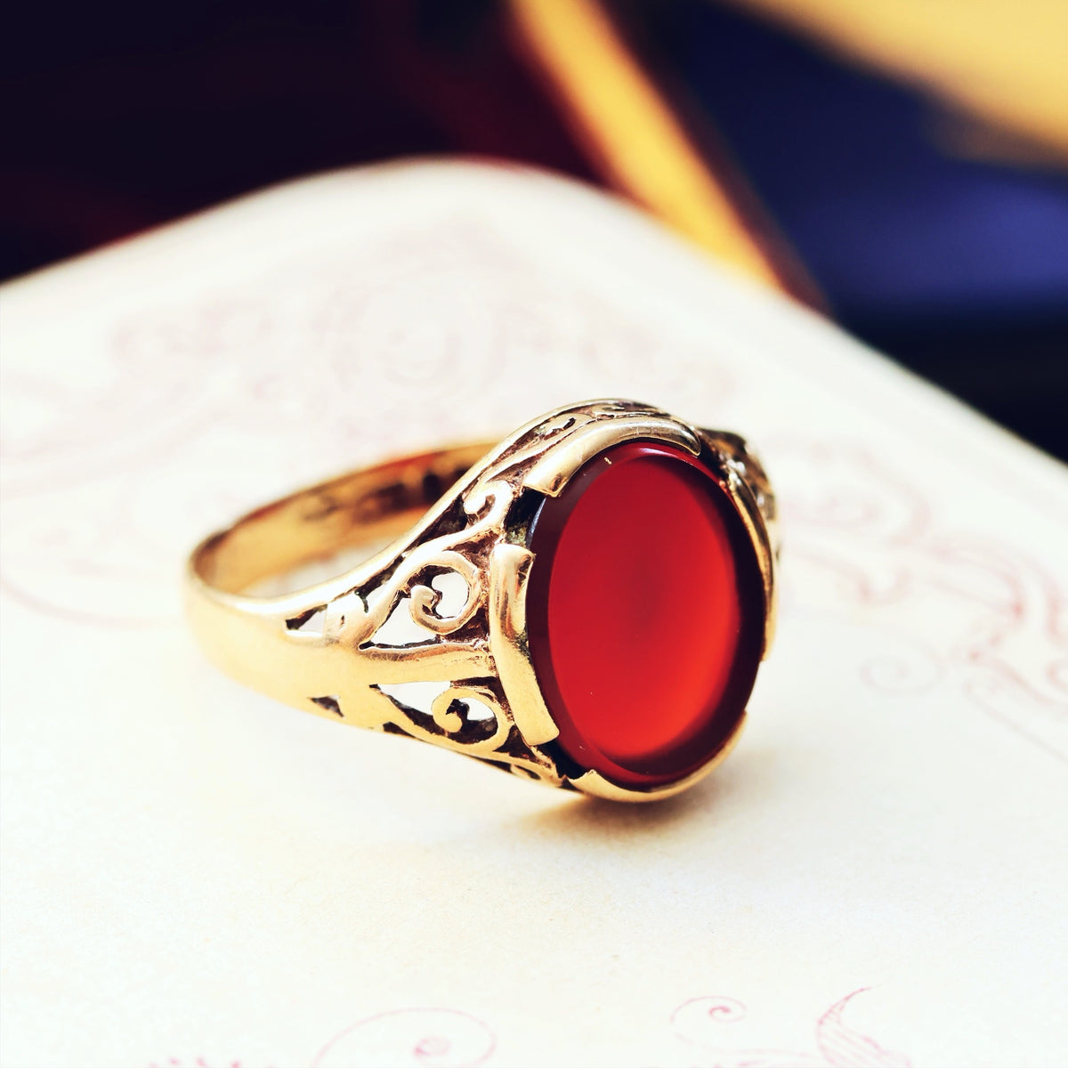 Fancy Vintage Carnelian Signet Ring