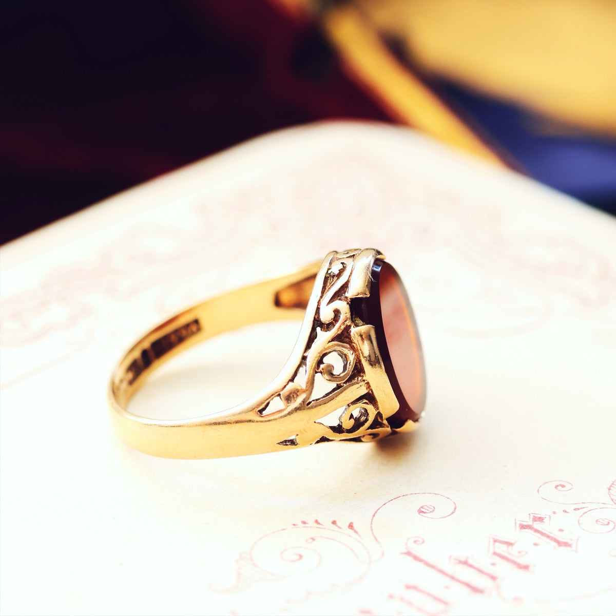 Fancy Vintage Carnelian Signet Ring