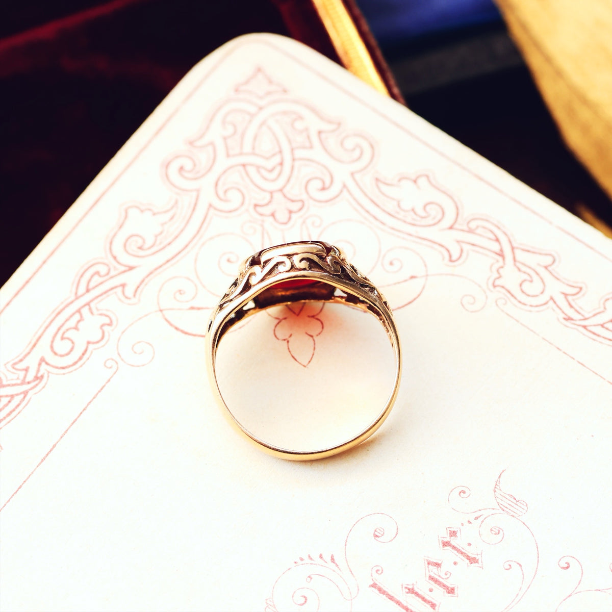 Fancy Vintage Carnelian Signet Ring
