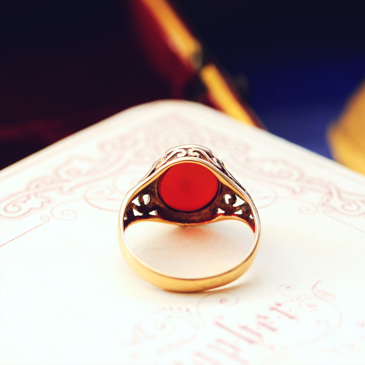 Fancy Vintage Carnelian Signet Ring