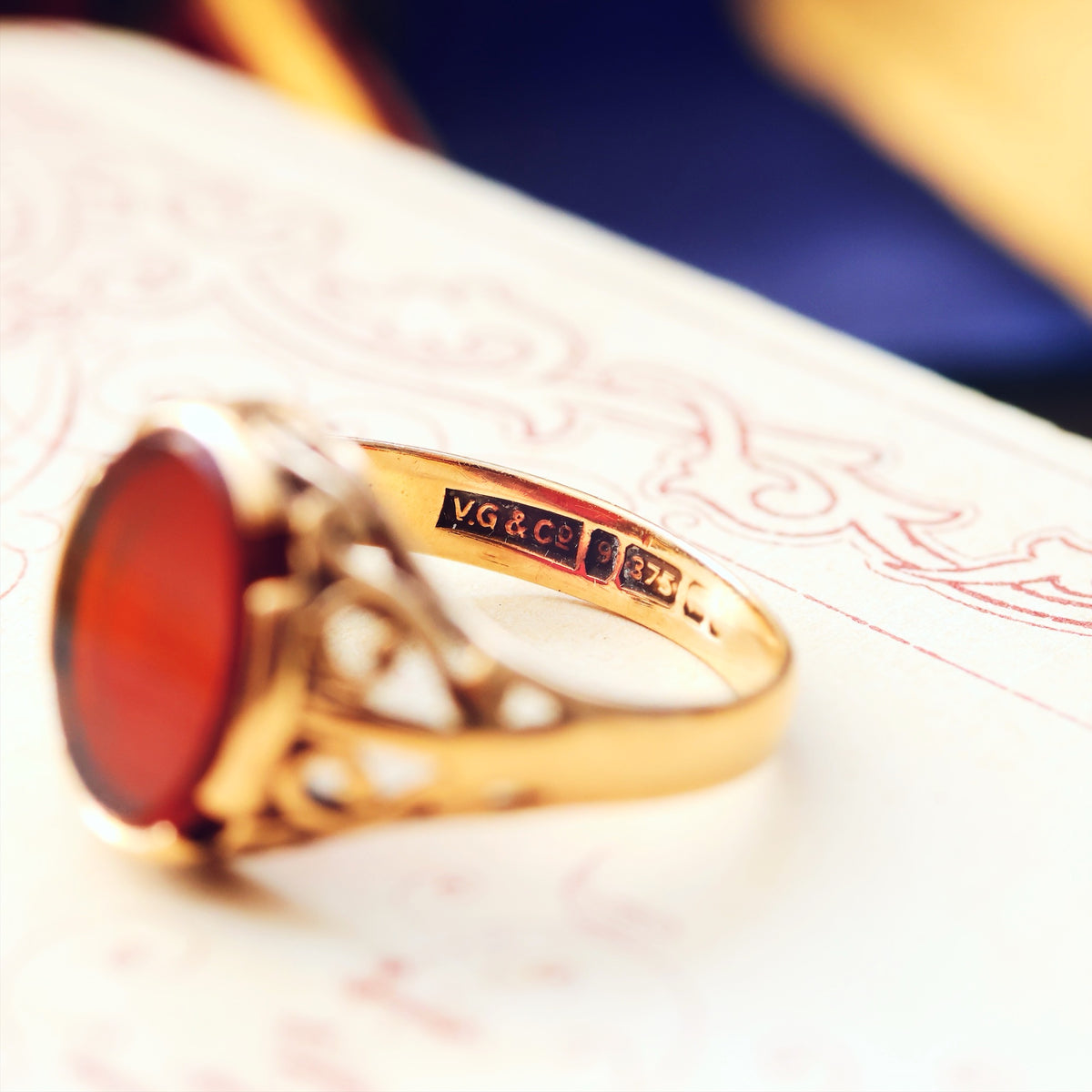 Fancy Vintage Carnelian Signet Ring