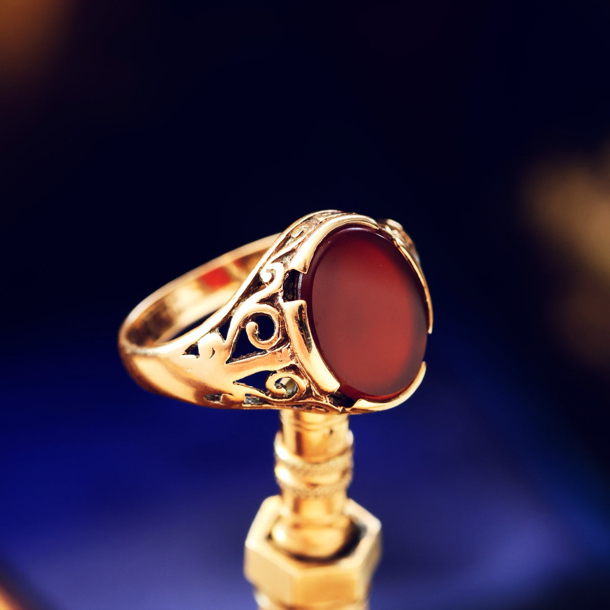 Fancy Vintage Carnelian Signet Ring